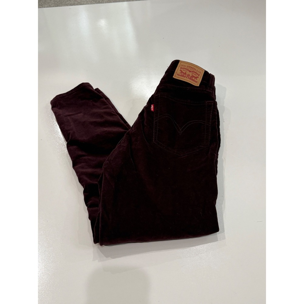 Levi's Wedgie Skinny Corduroy Pants Burgundy Maroon High Rise 27